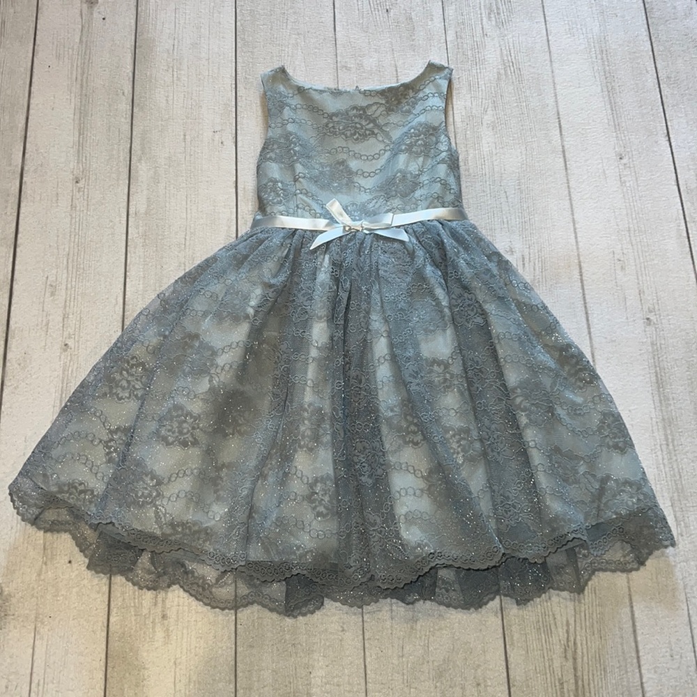 Pippa & Julie Sandrine Blue Lace Short Sleeve Dress, Size 6